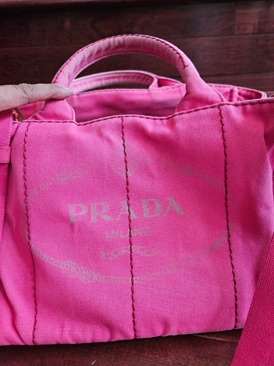 Prada Handbags - Prada Canapa With A Strap. Hot Pink Canvas Tote